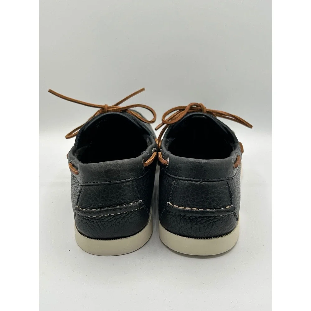LL Bean Casco Bay Boat Shoes Men Sz 11.5 D Navy Blue Pebbled Leather 233933